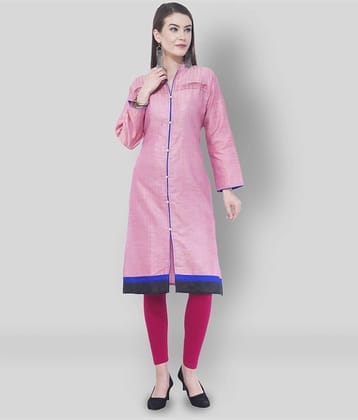 A R Silk - Pink Silk Blend Women's Front Slit Kurti ( Pack of 1 )