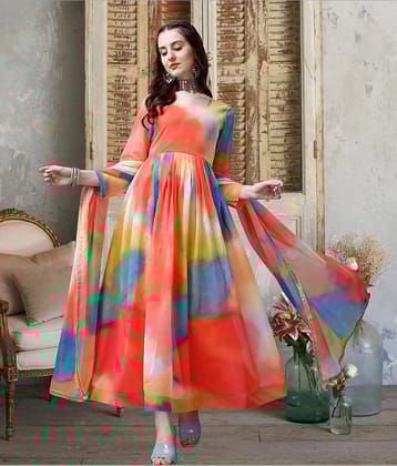 kedar fab Multicolor Anarkali Georgette Women's Stitched Ethnic Gown ( Pack of 1 )