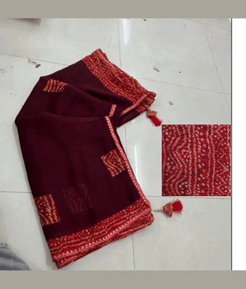 Gullak Georgette Embellished Bandhani Sarees With Unstitched Blouse Piece ( Purple )