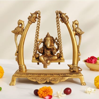 Brass Showpiece Ganesh Jhula God Idol Statue (BSMAS1038 D)