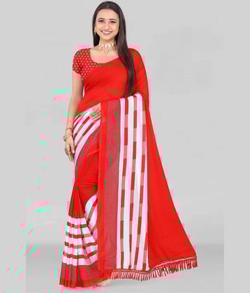 LEELAVATI Georgette Embroidered Saree With Unstitched Blouse Piece ( Red )