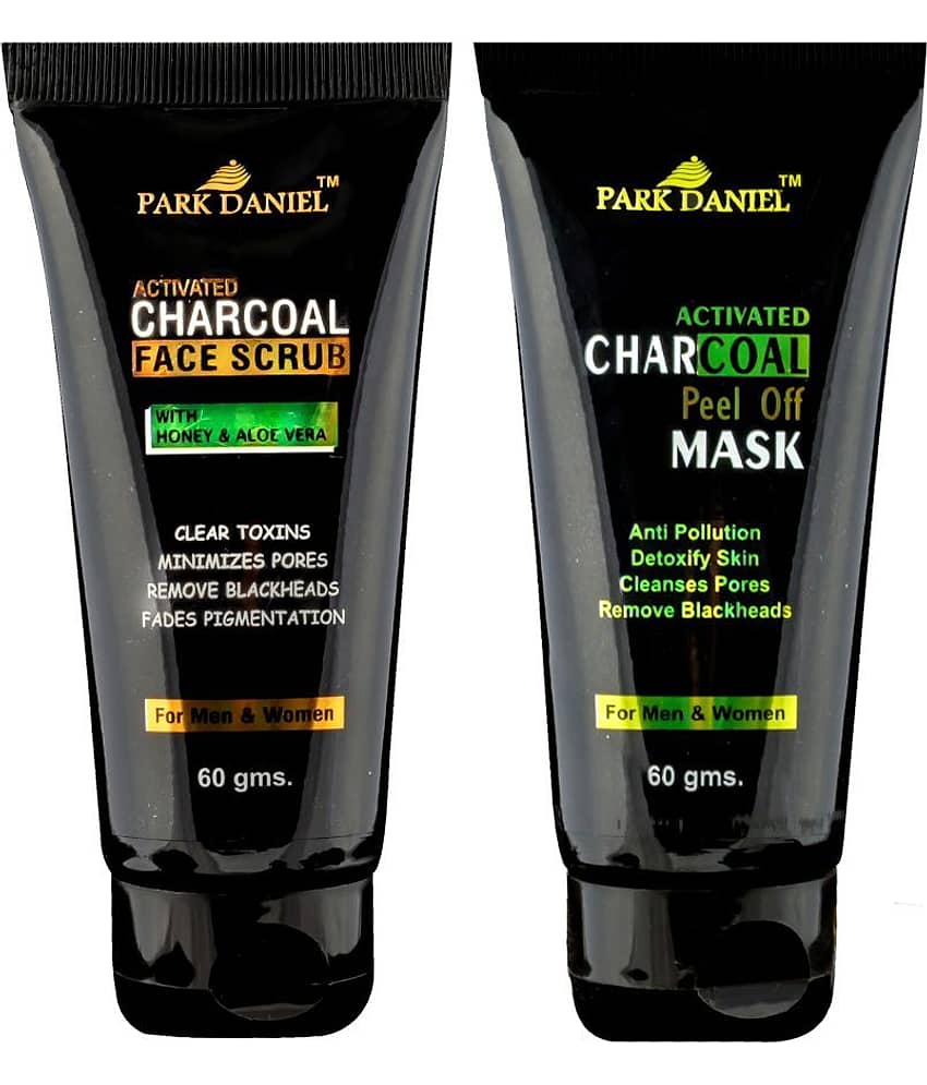 Park Daniel Activated Charcoal Facial Scrub and Activated Charcoal Peel Off Mask for Men & Women Fairness Pack of 2