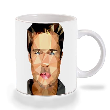 Multicolor Brad Pitt Geometric Art Ceramic Mug