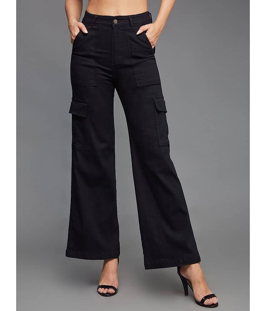 Miss Chase - Black Denim Wide Leg Women's Jeans ( Pack of 1 )