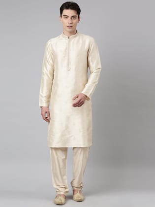 Light Gold Embroidery Kurta Set-Made To Measure / Only Kurta - No Lowers