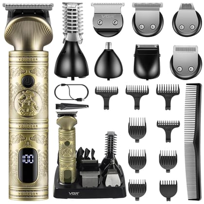 VGR V-106 Professional 6-in-1 Mens Grooming Kit, Includes Hair Clipper, Shaver, Nose & Body Groomer, 180-Min Runtime, 1200mAh Lithium Battery, USB Fast Charging, Travel Lock, Led Display (Gold) VGR V-106 Professional 6-in-1 Mens Grooming Kit, Includes Ha