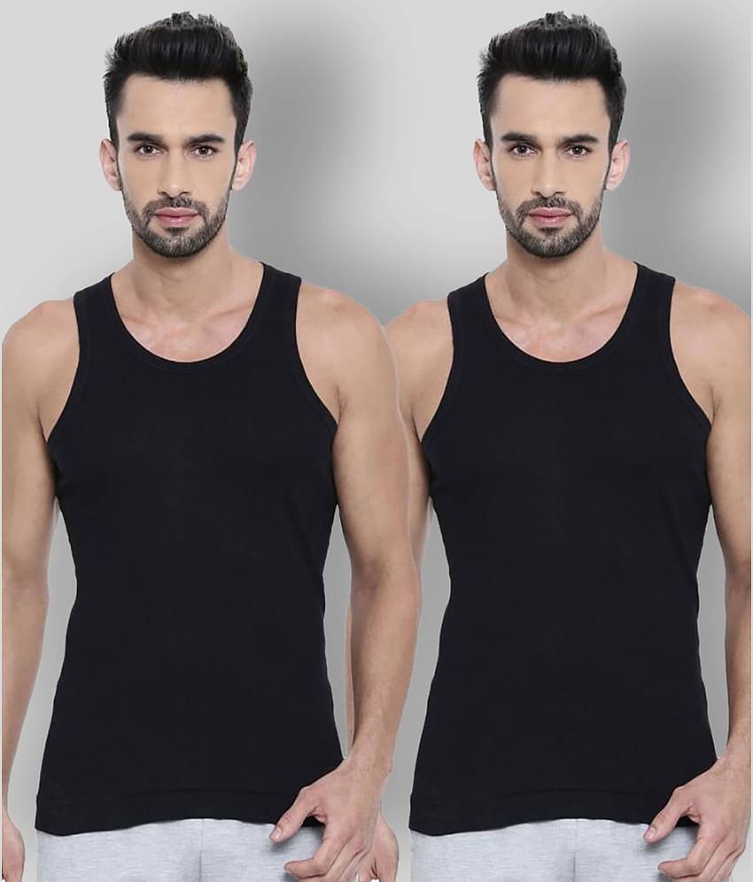 Dixcy Scott -  Black Cotton Men's Vest ( Pack of 2 )