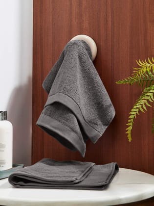 DDECOR - Pioneer Collection 100% Cotton Bomboo Plains And Textures Pattern  Hand Towel |40 CM X 60 CM| - Grey