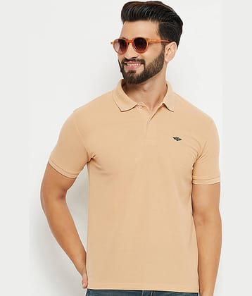 GET GOLF Pack of 1 Cotton Blend Regular Fit Solid Half Sleeves Men's Polo T Shirt ( Beige )
