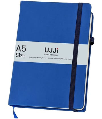 UJJi Blue Colour Notebook in PU Leather with Elastic Closure and Pen Loop