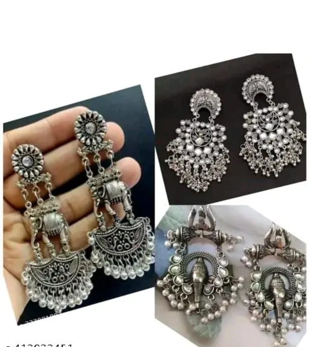Oxidised Elephant Design Tribal Jhumka Earrings for Women