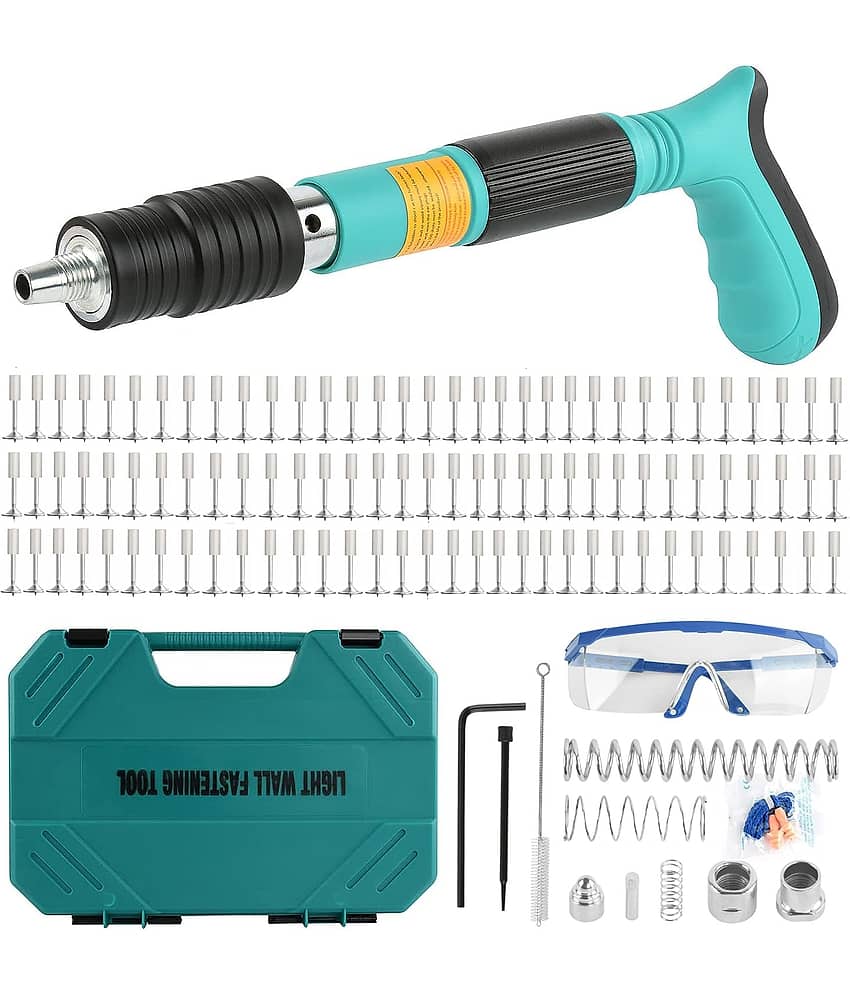 Kapalin Nail Gun Kit with 50pcs Nails Metal Polish Block Manual Nail Gun Power Tool Nail Shooting Machine 1 no.s