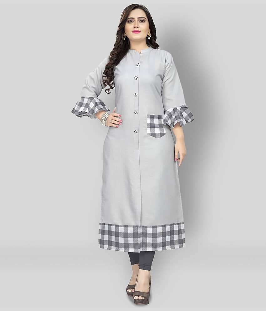 Lerkiza - Off White Cotton Women's Straight Kurti ( Pack of 1 )