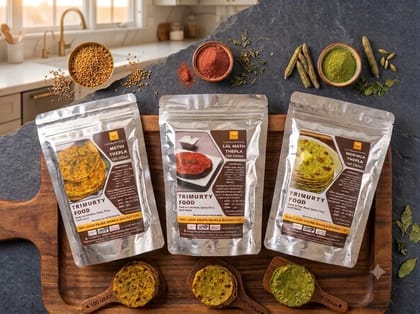 3 Thepla COMBO PACK METHI THEPLA LAL MATH THEPLA MORINGA THEPLA 100 GRAM each