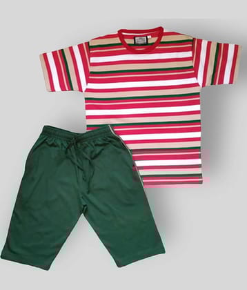Neo Garments Pack of 1 Boys Cotton T-Shirt & Shorts Set ( Red )