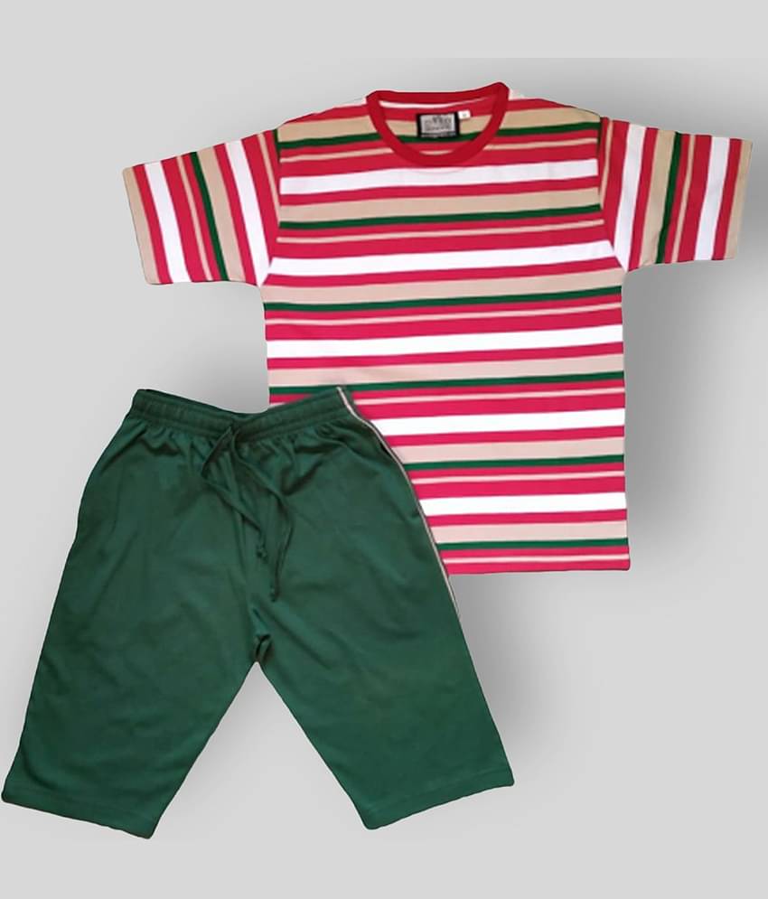 Neo Garments Pack of 1 Boys Cotton T-Shirt & Shorts Set ( Red )