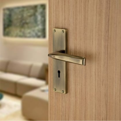 BUCKLER Zinc Alloy-4158-God Antique 8 Inch Mortise Handle set-70MM Double Turn Bullet Lock (Gold Antique)