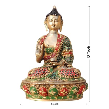 Brass Buddha Ji God Idol - Traditional Spiritual Statue, Height : 12 Inch (BSMAS1547 F)