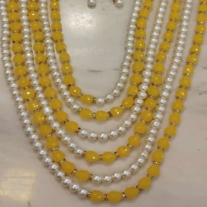 Royal yellow 6 layer premium quality pearl necklace sat