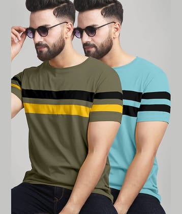 AUSK Pack of 2 Cotton Blend Regular Fit Men's T-Shirt ( Black )