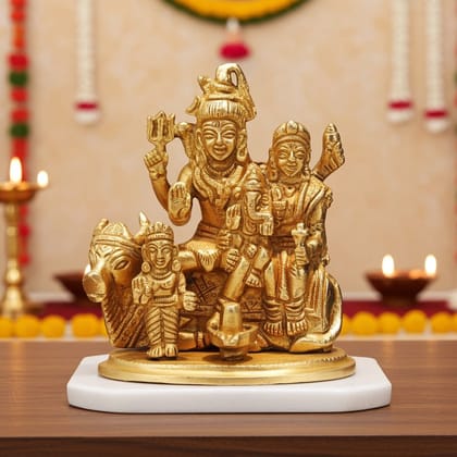 Brass Shiv Parivar Idol - Religious Family Statue, Height : 4 Inch (BSMAS381)