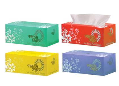 FreshOnes Facial Tissues (100 Pulls x 2 Ply, Pack of 4) (FG000078)