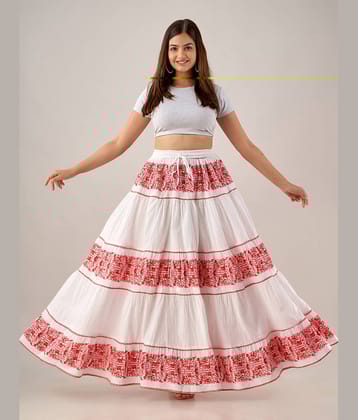 FABRR - White Cotton Women's Flared Skirt ( Pack of 1 )
