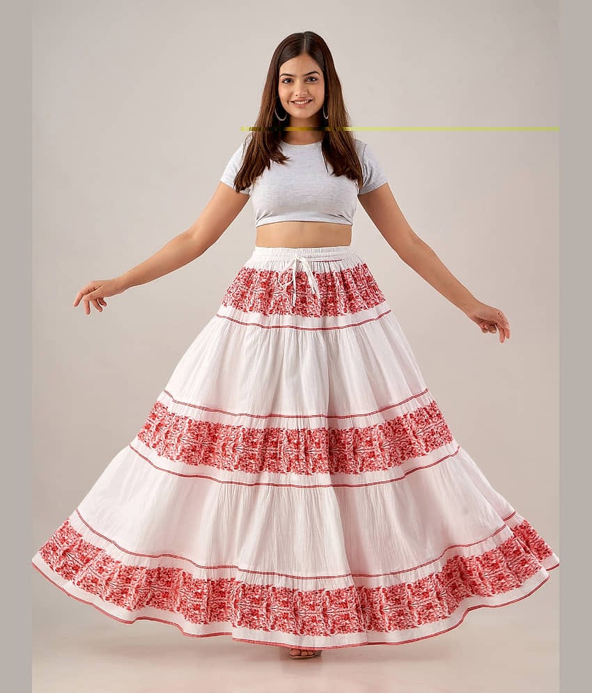 FABRR - White Cotton Women's Flared Skirt ( Pack of 1 )