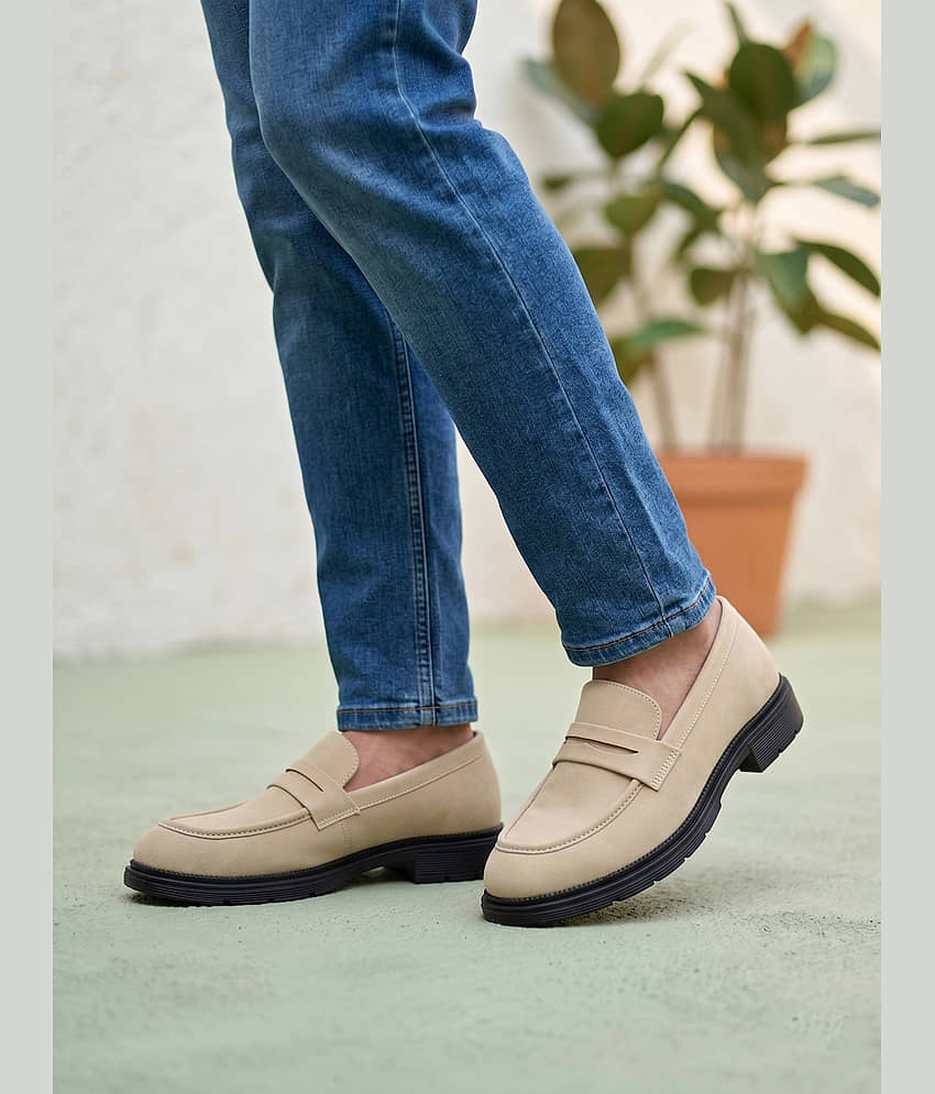 SHUAN Cream Men's Slip-on Shoes