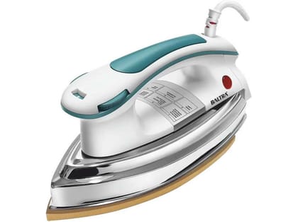 Baltra Dry Iron Impact 1000 Watts, Golden Sole Plate Greblon Non Sick Soleplate with German Technology, Shock Proof Body Heavyweight Iron Press