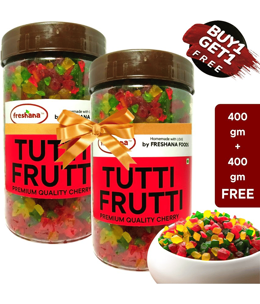 Freshana Tutti Frutti Cherry 400G+400G Combo | Tricolour Cherry for Topping, icing of cakes, breads, cookies, Ice cream, custard, chocolates, muffins