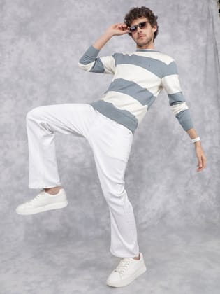 Blue Horizontal Stripes Sweatshirt-XL / Blue