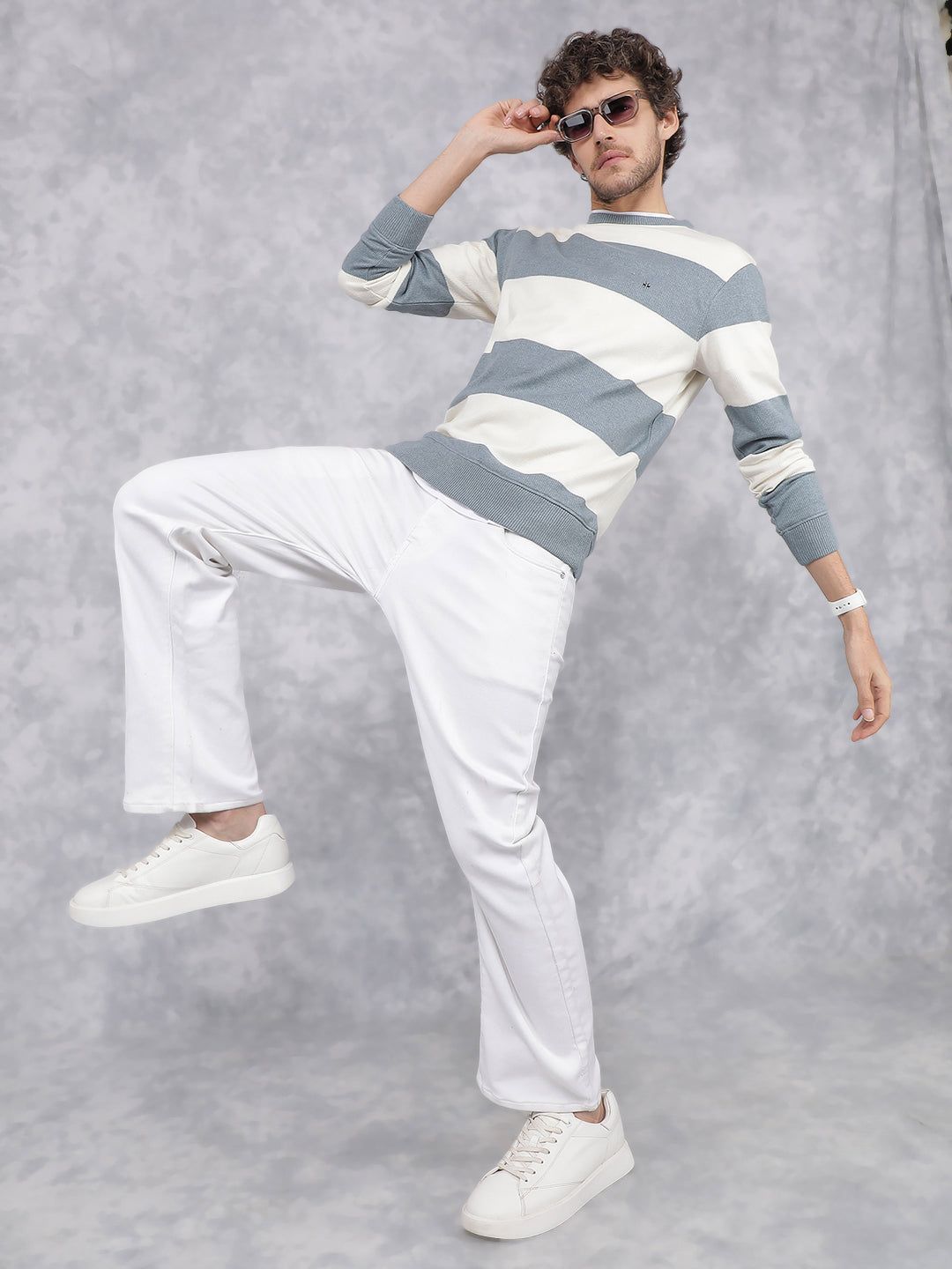 Blue Horizontal Stripes Sweatshirt-XL / Blue