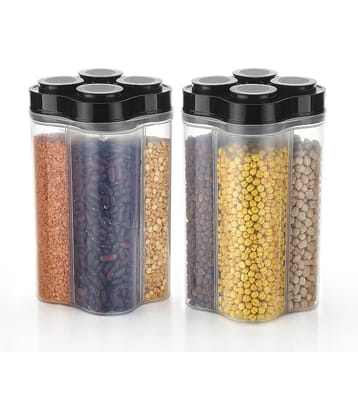 Analog Kitchenware Dal/Pasta/Grocery PET Black Spice Container ( Set of 2 )