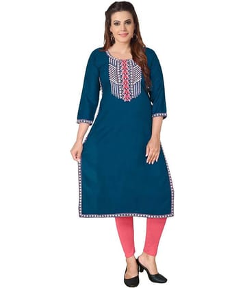 Kapadia - Light Blue Rayon Women's Straight Kurti ( Pack of 1 )