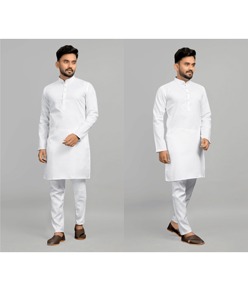Fashionfricks Cotton Blend Plain Regular Kurta For Men ( Muticolor )