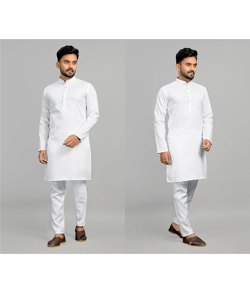 Fashionfricks Cotton Blend Plain Regular Kurta For Men ( Muticolor )