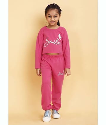 Trampoline Pack of 1 Girls Cotton Blend Top With Joggers ( Black )