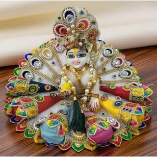 Exquisite White & Multicolored Krishna Dress Set l Laddu Gopal dress