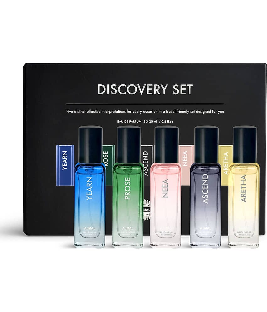 Ajmal Discovery Set of 5 Eau De Perfume 20ml each of Yearn, Prose, Ascend, Neea and Aretha Gift For Men & Women (Total 100 ml)