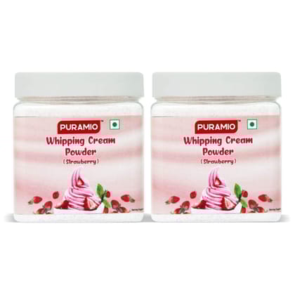 Puramio Whipping Cream Powder (Strawberry), 250 gm Each - Pack of 2