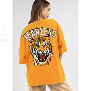 Leotude YELLOW Printed Cotton Blend Round Neck Half Sleeve T-Shirts For Womens