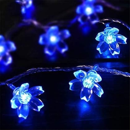 GLOWSERIE LED Blue Blossom String Lights – Aesthetic Floral Lights for Cozy Spaces