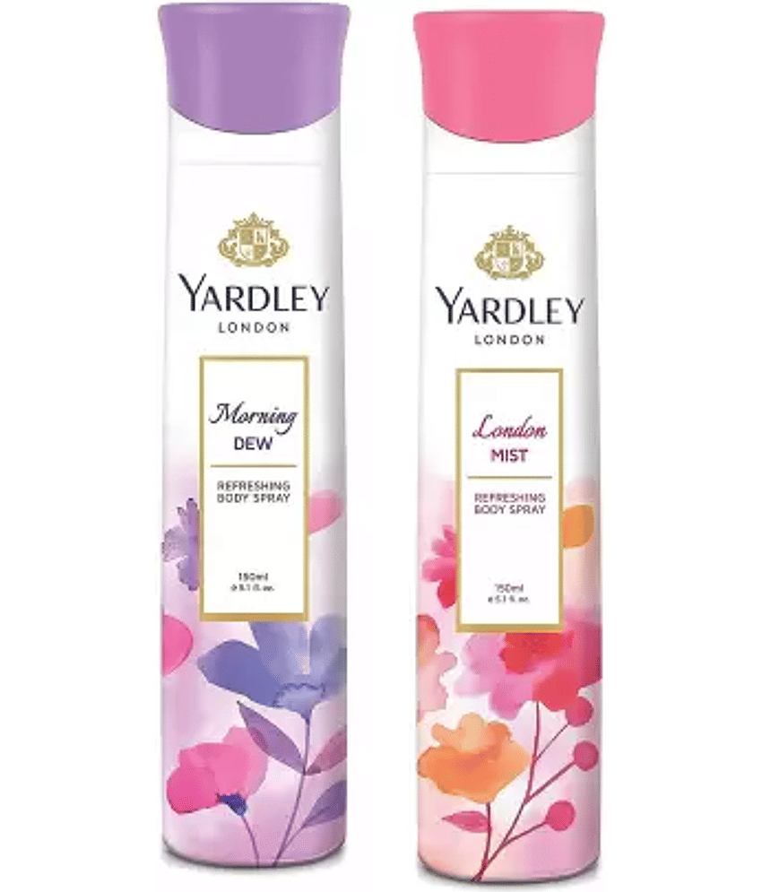 Yardley London Morning Dew and London Mist Body Spray - For Women ,150ML Each (Pack of 2).