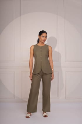Waistcoat Only: Olive-XS