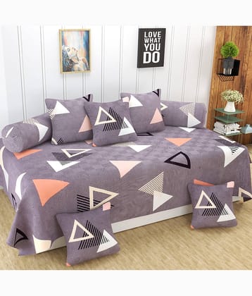 Homefab India Microfibre Geometric Diwan Set 8 Pcs - Purple