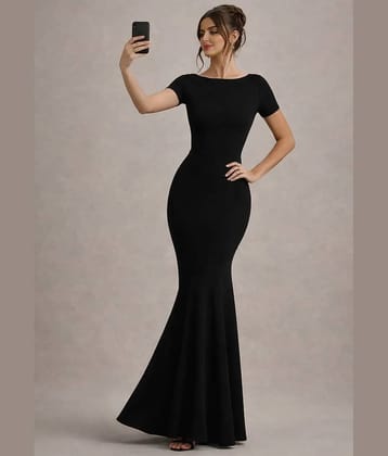 Traquila Women Lycra Bodycon Dress ( Black )