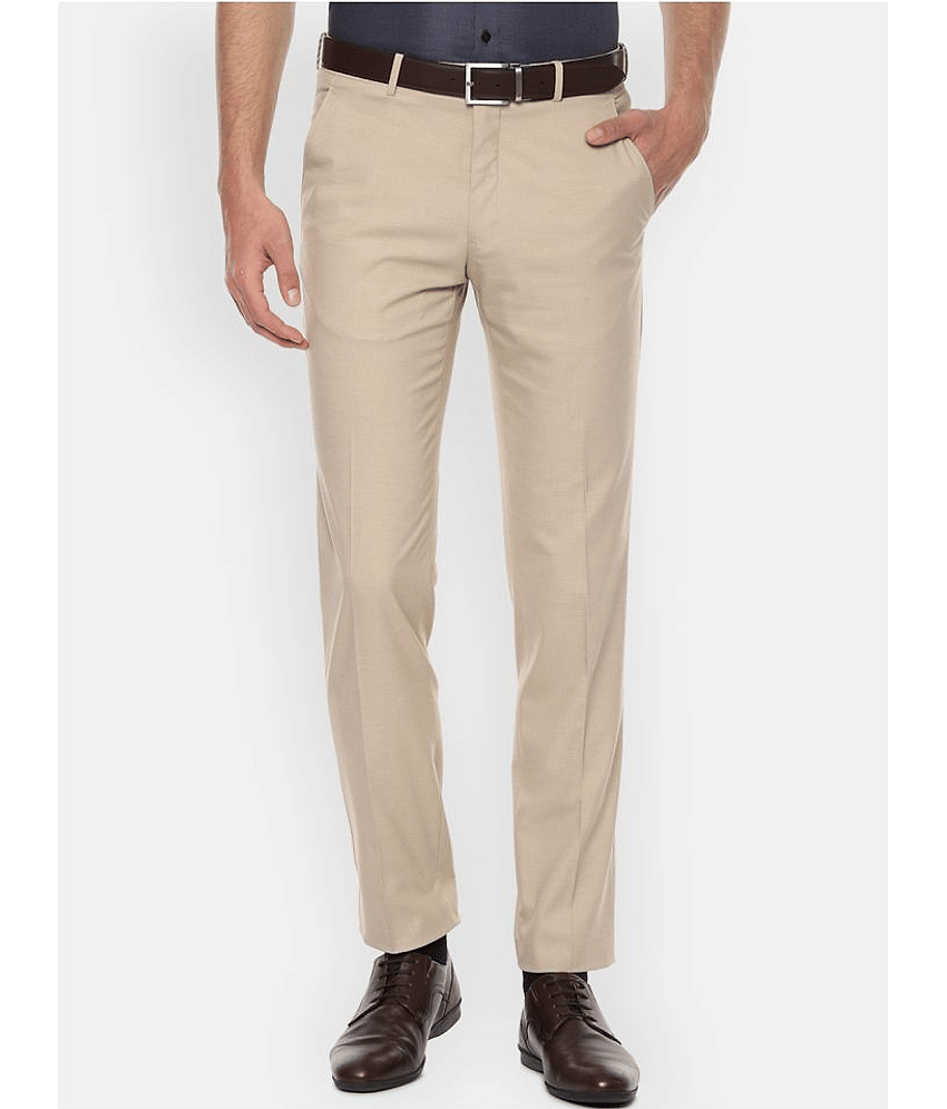 Haul Chic Cream Slim -Fit Flat Trousers