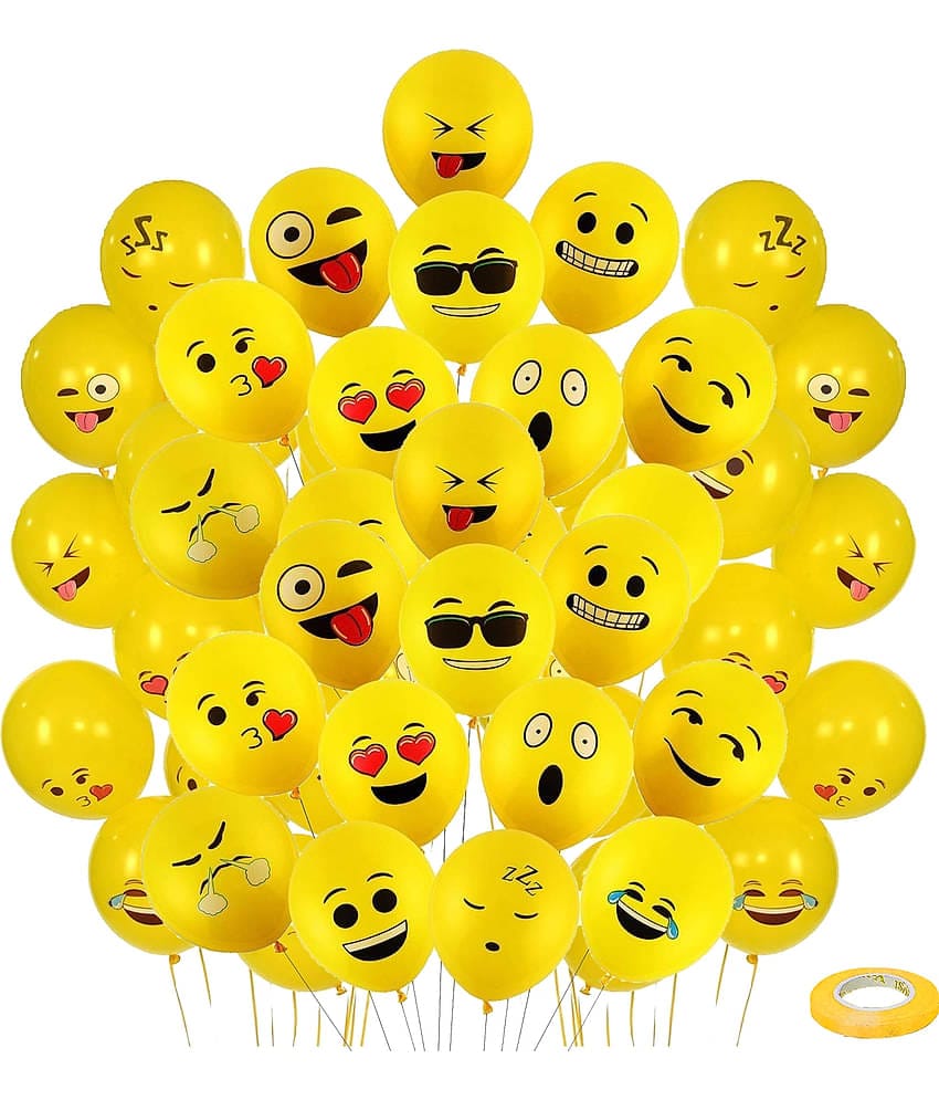 Zyozi ® Yellow Smiley Emoji Balloons | Birthday Decorations Balloons | Smiley Theme Party Decorations Balloons | Kids Birthday Decorations Balloons | Face Expression Balloons (PACK OF 101)