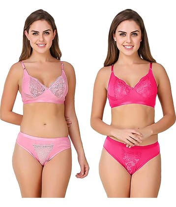 TCG Pack of 2 Cotton Lycra Women's Bra & Panty Set ( Multi Color )